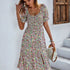 Bohemia Print Dress Women New Summer Midi Dress Puff Sleeve